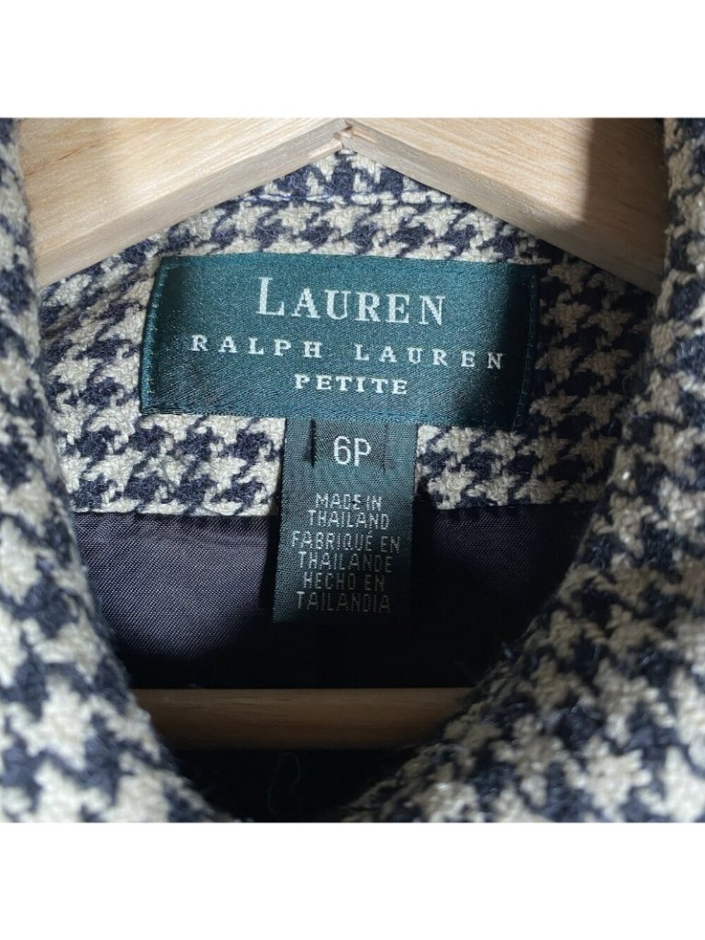 Lauren Ralph Lauren Jacket Women 6P Houndstooth Tweed Equestrian Horse Silk Wool - Picture 4 of 16